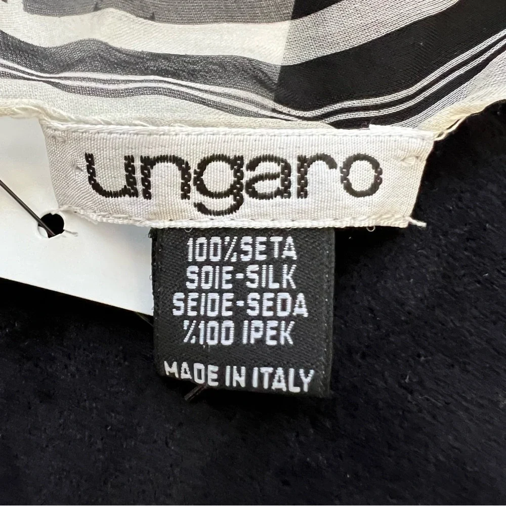 Emanuel Ungaro Vtg Silk Floral Multipurpose Oversized Scarf Wrap Cover Blue Y2K